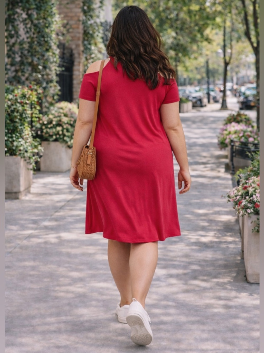 TORRID Super Soft Cold Shoulder Mini Dress‎ Bright Berry Red Sz 1X Vacation - Picture 3 of 14